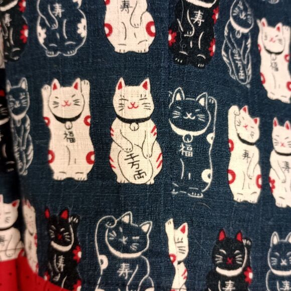 Retro Pin Up Style Dress Asian Cats Polka Dot Top Shirt Layering Unique Funky - Picture 4 of 11